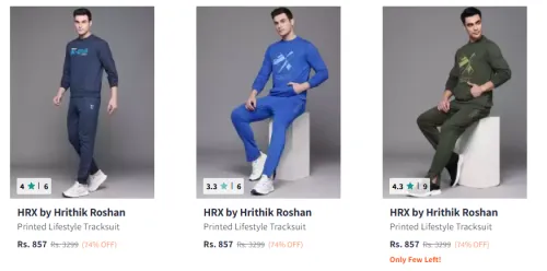 Image of Hrx Men Fashion Tracksuit Minimum 70% Discount