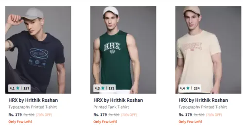 Image of Hrx Men Fashion Tshirt Starting @ ₹179