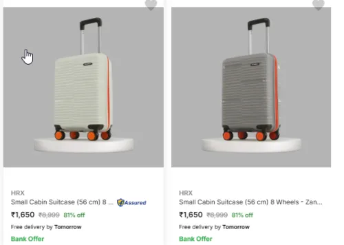 Image of HRX Small Cabin Suitcase (56 cm) 8 Wheels up to @₹81% Discount