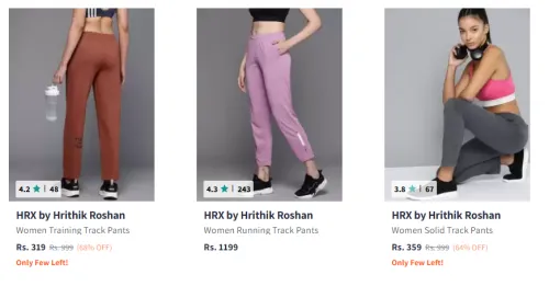 Image of HRX Women Fashion Trackpants Starting @ ₹319