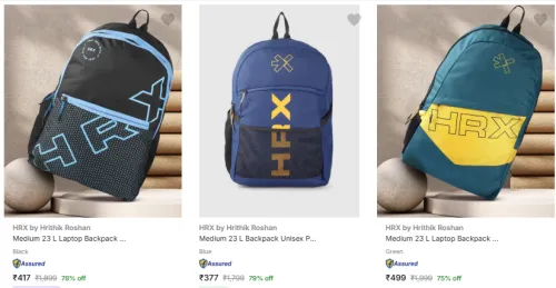 Image of Hrx By Hrithik Roshan Backpacks at Minimum 70% Discount