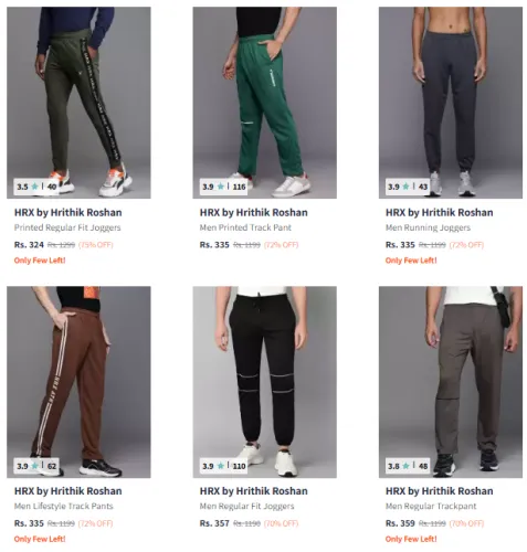 Image of HRX by Hrithik Roshan Brand Men's Joggers @ Minimum 70% Discount