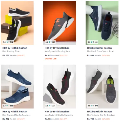 Image of Hrx By Hrithik Roshan Brand Men's Shoes @ Minimum 80% Discount