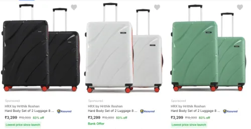 Image of HRX by Hrithik Roshan Brand Suitcases (Set of 2) @ Minimum 80% Discount