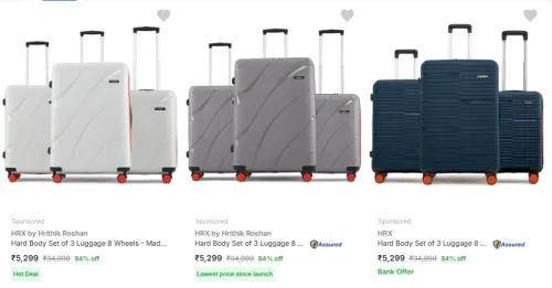 Image of HRX by Hrithik Roshan Brand Suitcases (Set of 3, Large) @ Minimum 80% Discount