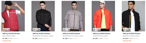 Image of HRX by Hrithik Roshan Men's Jackets at minimum 70% Discount