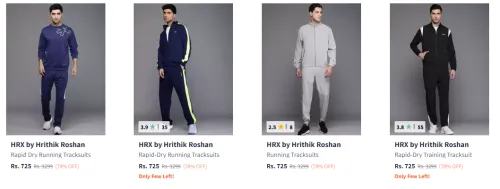 Image of Hrx By Hrithik Roshan Men's Tracksuits at minimum 76% Discount