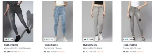 Image of Hubberholme Women Slim Fit High-Rise up to 77% Discount