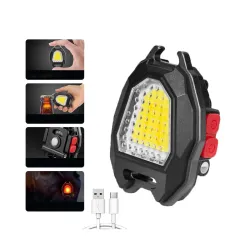 HUBTURE Keychain LED Rechargeable Flashlight with Lighter, Bottle Opene