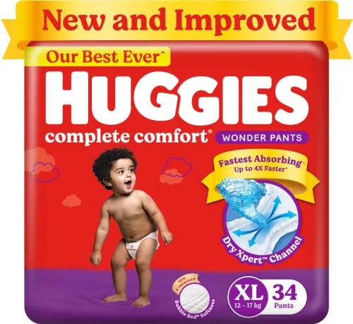 Image of Huggies Complete Comfort Wonder Pants, India's Fastest Absorbing Diaper | - XL (34 Pieces)