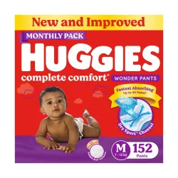 Huggies Complete Comfort Wonder Pants Diapers M Size, 152 Count