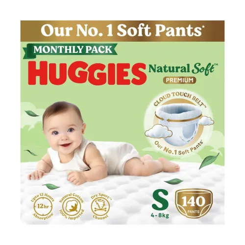 Image of Huggies Natural Soft Premium Baby Diaper Pants Pack of 140