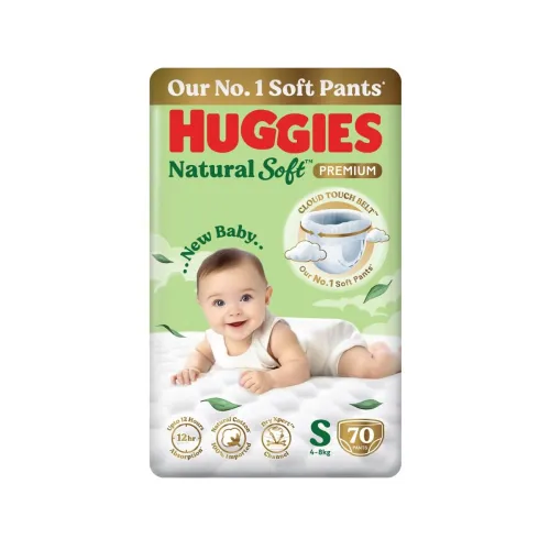 Image of Huggies Natural Soft Diaper Pants S – 70 Pack, Cloud Touch