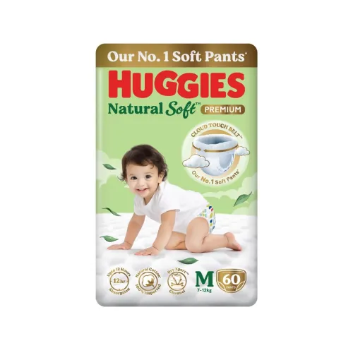 Image of Huggies Natural Soft Premium Baby Diaper Pants Pack of 60 diapers