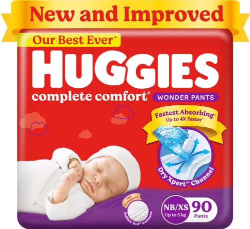 Image of Huggies Wonder Pants Diapers New Born 90 Pieces