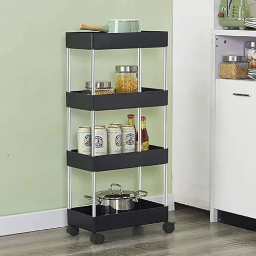 Image of HUMBLE KART 4 Compartments Plastic Portable Desk organizer (Black).
