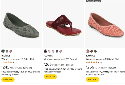 Image of ICONICS Women Fashion Footwear Minimum 80% Discount