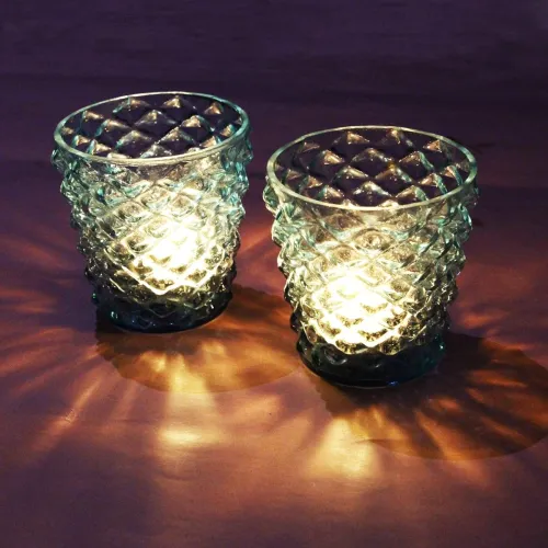 Image of iCraft Decorative Handcrafted Diamond Emboss Design Fancy T-Light Holders