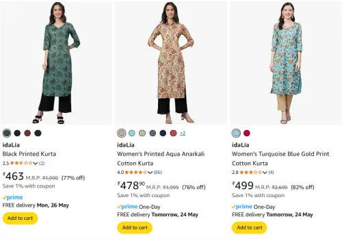 Image of idaLia Women's Kurta at minimum 75% Discount