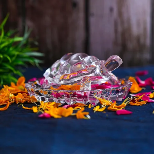 Image of IMAGICART Glass Crystal Turtle with Beautiful Plate