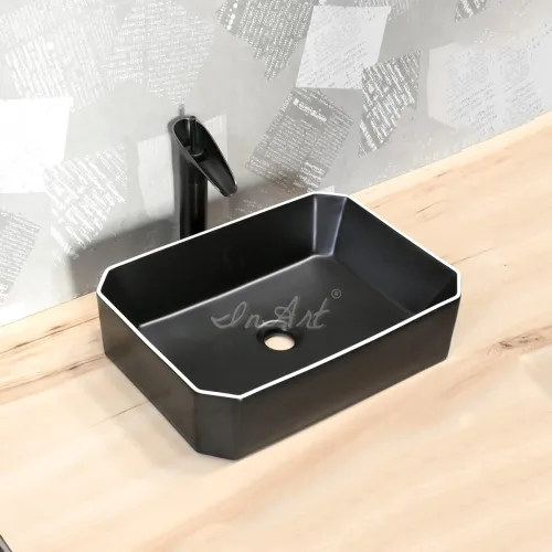 Image of InArt Matt Black Wash Basin 50x37cm