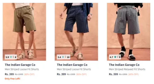 Image of Indian Garage Co – Striped Tech Shorts Starting At ₹399