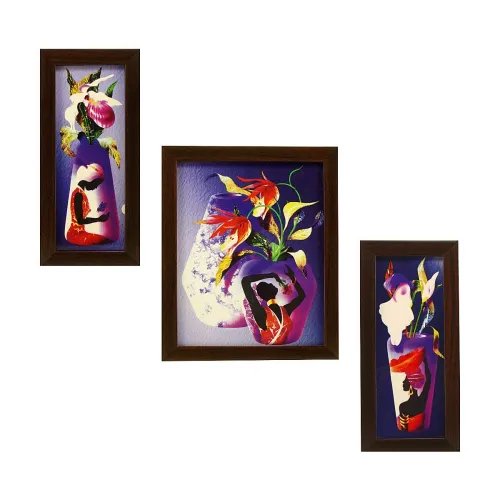 Image of Indianara Framed Wall Hanging Art (Blue) - Pack of 3