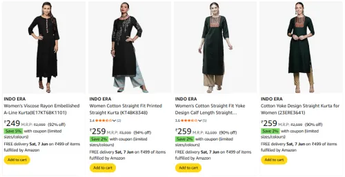 Image of INDO ERA Women Kurtas Minimum 90% Discount