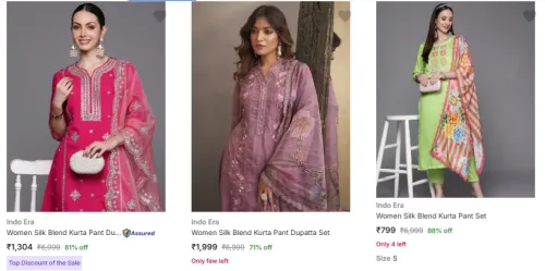 Image of Indo Era Women's Kurta Set at Minimum 70% Discount