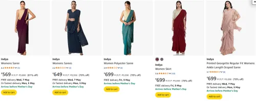 Image of Indya Womens Saree Minimum 80% Discount
