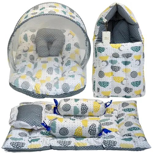 Image of Infantbond Baby Mattress with net 4 Pcs Bedding Set