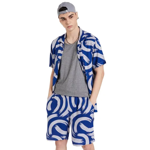 Image of INKAST Men's Geometric Printed Half Sleeve Viscose Shirt/Co-Ord Sets (Regular Fit)