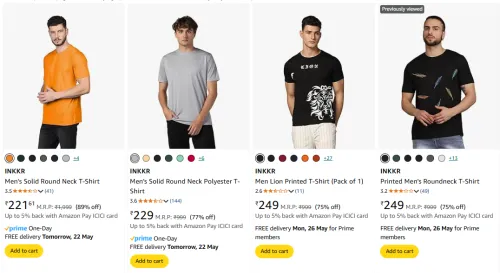 Image of INKKR Men T-shirts at minimum 75% Discount