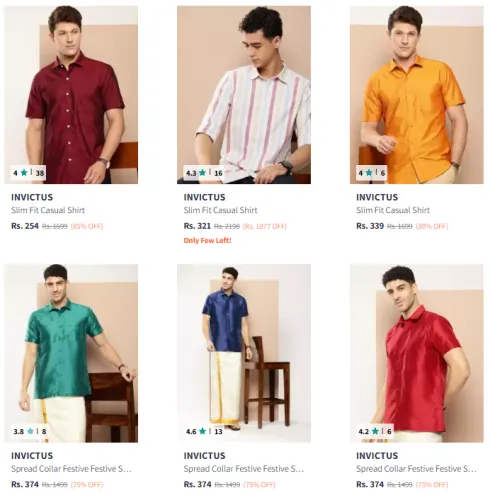 Image of INVICTUS Brand Men's Shirts @ Up to 85% Discount | Start ₹254