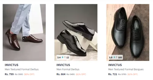 Image of INVICTUS Men Formal Derbys Starting At ₹664