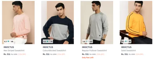 Image of INVICTUS Men Striped Sweatshirt Starting At @₹503