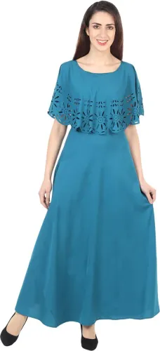 Image of IQRA FASHION Women Maxi Light Blue Dress