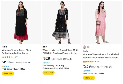 Image of Ishin Women's Kurta at Minimum 70% Discount