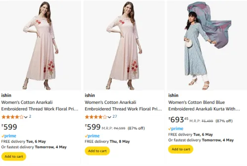 Image of Ishin Women's Kurta Set at Minimum 60% Discount