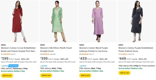 Image of ishin Women's Kurtis at minimum 80% Discount