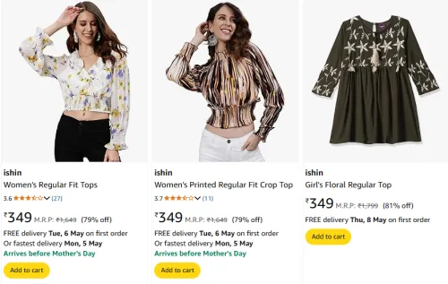 Image of ishin Women's Regular Fit Tops Minimum 80% Discount