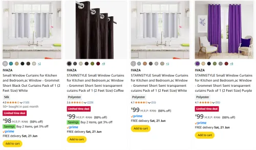 Image of IVAZA Curtains starting at ₹98