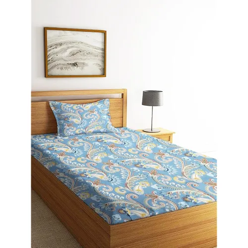 Image of IVAZA Glace Cotton Single Bedsheet with 1 Pillow Covers