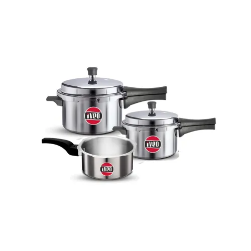 Image of Iveo Indo-Green Aluminium Pressure Cooker Combo (2L, 3L, 5L)