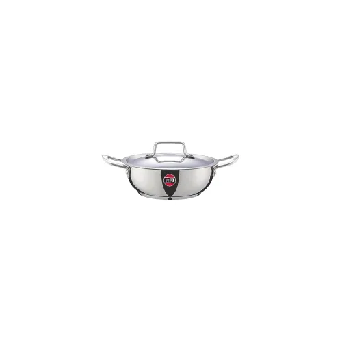 Image of IVEO Stylo Stainless Steel with Lid Induction Base Triply Bottom Kadhai 20 cm & 1.8 ltrs Capacity