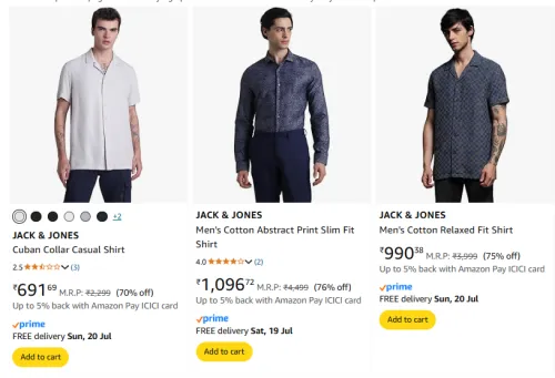 Image of Jack & Jone Men Fashion Shirt Minimum 70% Discount
