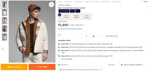 Image of JACK & JONES Men Checkered Casual Jacket