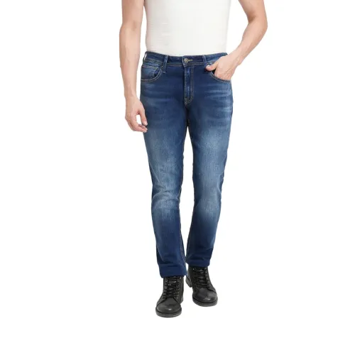 Image of Jack & Jones Men's Cotton Blend Slim Fit Blue Jean