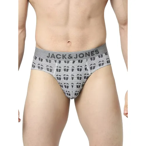 Image of Jack & Jones Men's Cotton Blend Modern Regular Printed Briefs (Pack of 1)