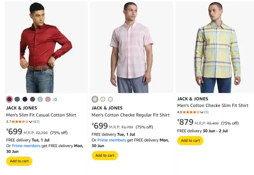Image of Jack & Jones Men's Shirt Minimum 70% Discount